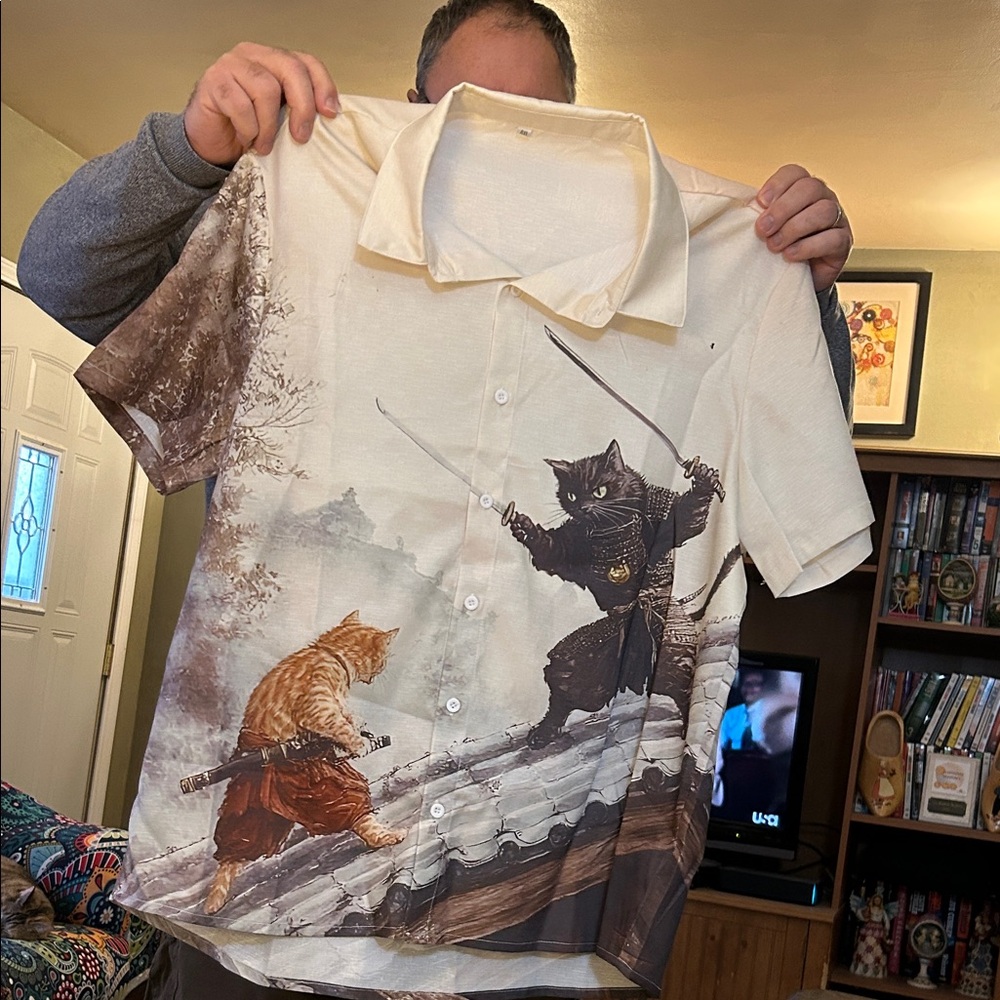 Samurai Cat Print Shirt